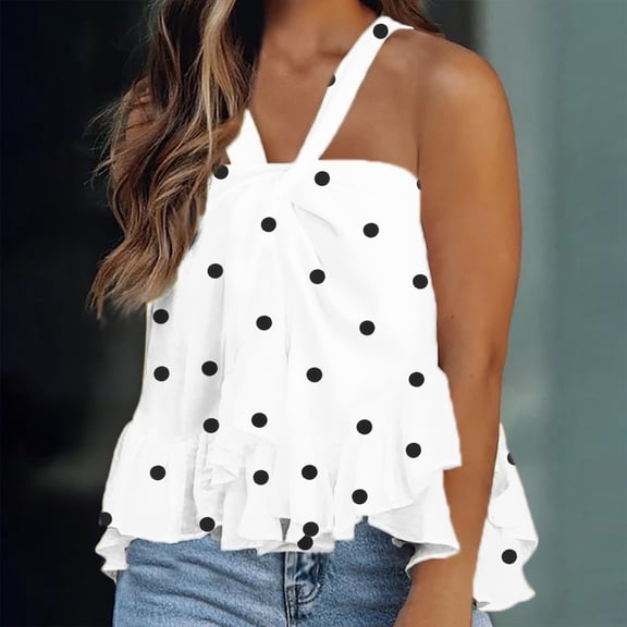 DailyTrove Women's Sunflower Print Halter Tank - Sleeveless Casual Top, Vibrant for Outdoor & Daily