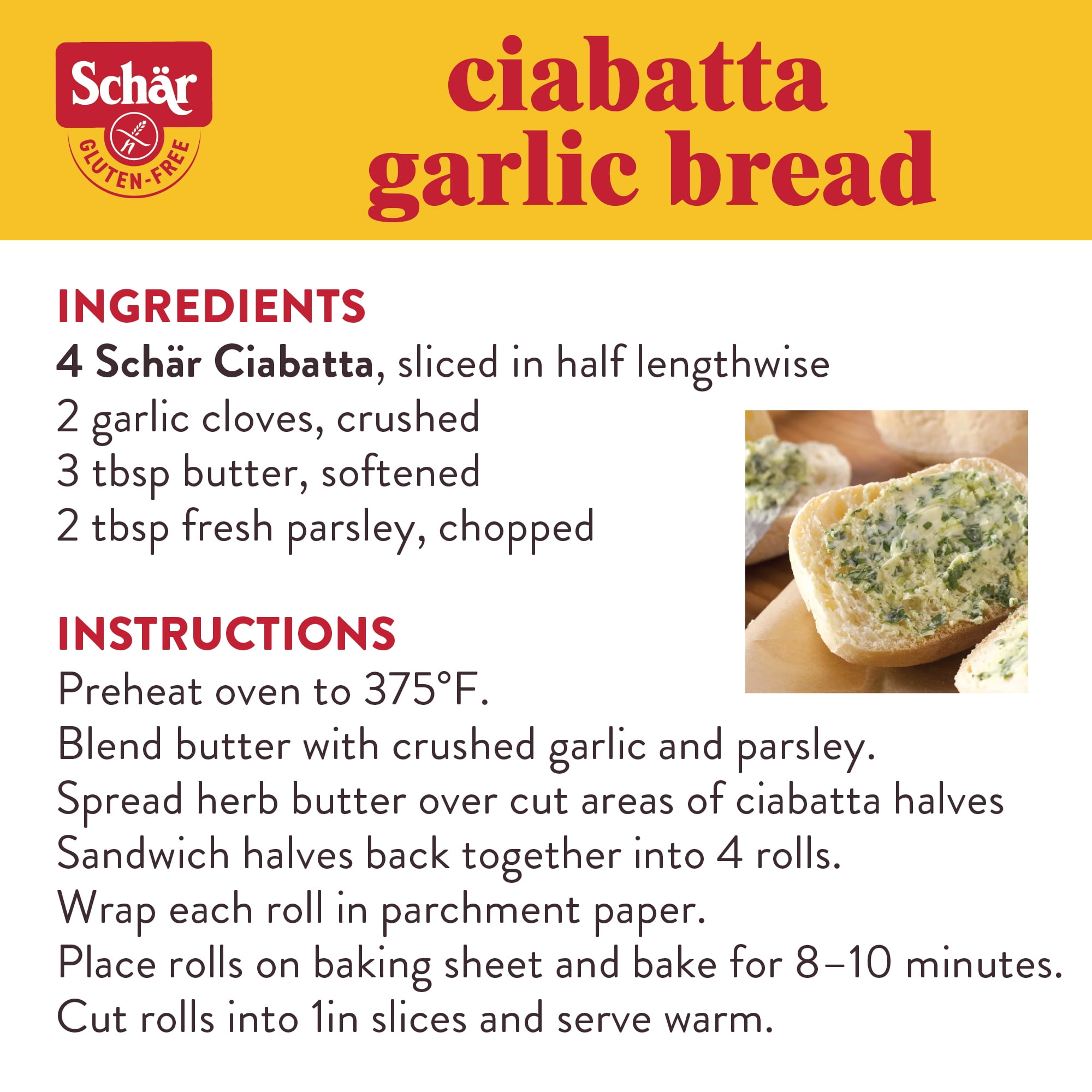(4 pack) Schar Gluten Free Sourdough Ciabatta Rolls, Artisan Style Bread, Shelf-Stable, 4 Count, 7 oz