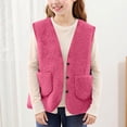 thumbnail image 6 of Wxirdiow Kids Vest Baby Boys Girls Sherpa Fleece Vest Button Sleeveless Plain Jackets Newborn Fuzzy Outwear Fall Winter Warm Clothes Hot Pink Size,11-12 Years, 6 of 7