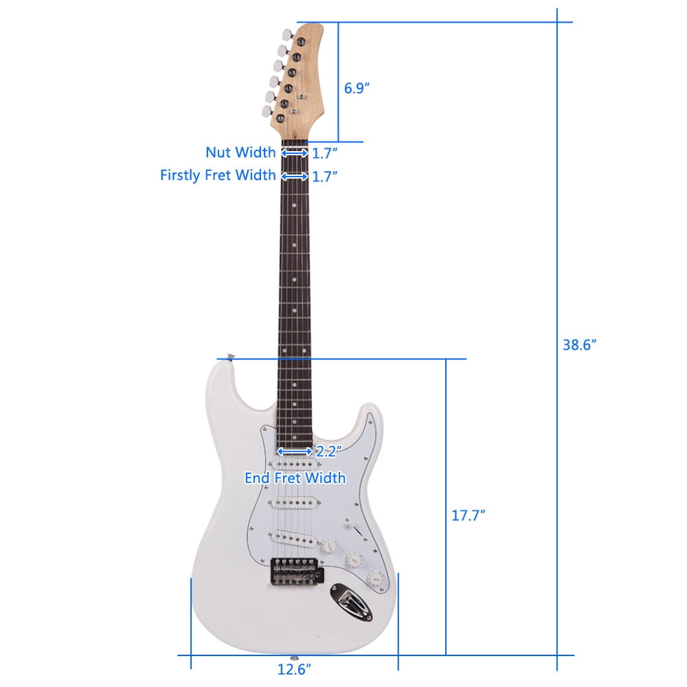 Tcbosik 39 inch Electric Guitar, Beginner Guitar Kit with Bag, Cord, Strap, Accessories and Tremolo Arm, White