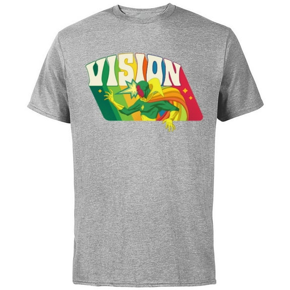 Marvel Avengers Vision Solar Gem Rainbow Comic Retro - Short Sleeve Cotton T-Shirt for Adults - Customized-Athletic Heather