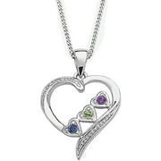 Personalized Birthstone Sterling Silver Sister's Heart Pendant