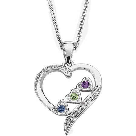 Personalized Birthstone Sterling Silver Sister's Heart Pendant