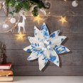 thumbnail image 4 of Christmas Decorations for Tree, Chinoiserie Poinsettia Floral Picks, Artificial Christmas Flower Stems, Elegant Holiday Tree Ornament for Wreath Garland Vase Home Decor,Light Blue, 4 of 7