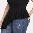thumbnail image 4 of Camiseta casual para mujer Perfecl con Cuello en V Negro Plus Tamaño XL-5XL, 4 of 8
