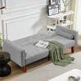 thumbnail image 5 of Futon Sofa Bed,Modern Light Gray Convertible Couch Bed with Armrests,Fabric Linen Sofa Bed,Folding Recliner Futon Sleeper Sofa, 5 of 7