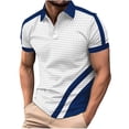 thumbnail image 2 of Wavsuf Mens polo Shirt for Men Summer polo T-Shirt Round Neck Stripe T-Shirt White Size 2XL, 2 of 3