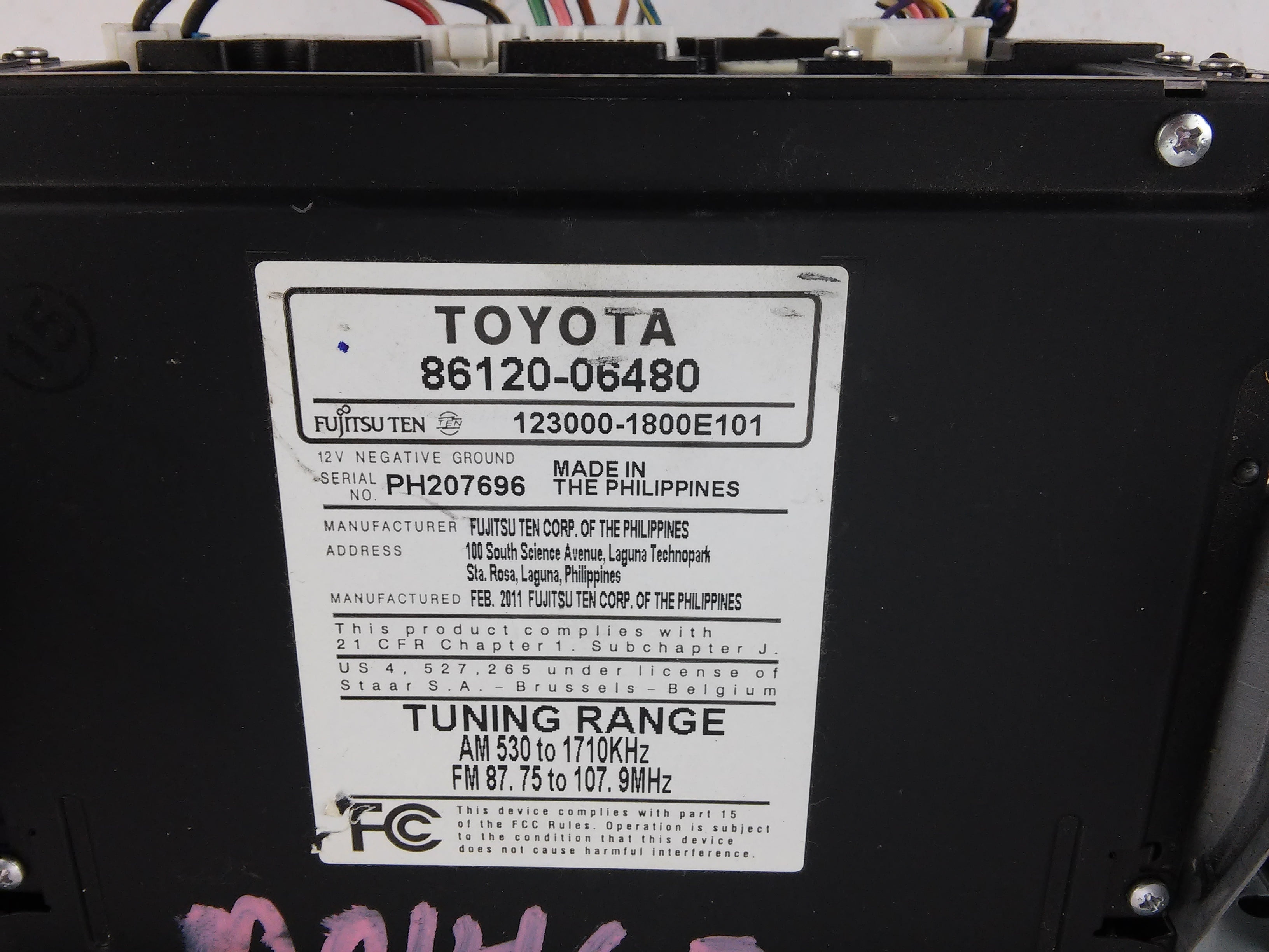 Pre-Owned 10 11 Toyota Camry AM FM CD Radio Receiver OEM - Verify Specific Vehicle Fitment In Description - (Good)