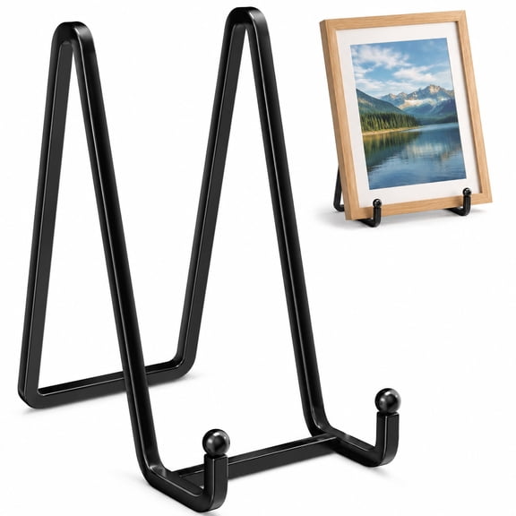 6 Inch Black Metal Square Picture Frame Easel Stands, Multi-Purpose Plate Stands for Display, Plate Holder, Picture Stand & Book Stands for Decor Plates Photos Art