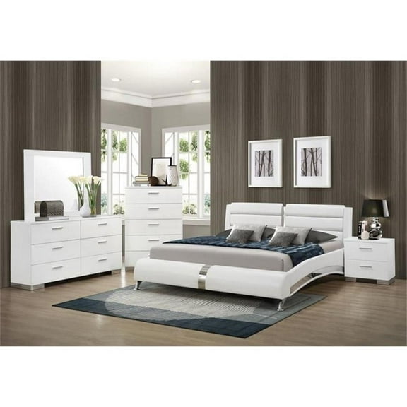 Stonecroft Furniture East Drive 5 Piece King Faux Leather Bedroom Set in White