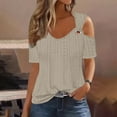 thumbnail image 2 of ZyeKqe Cold Shoulder Summer Tops for Women Eyelet Short Sleeve Shirts Scoop Neck Casual Loose Blouses, 2 of 6