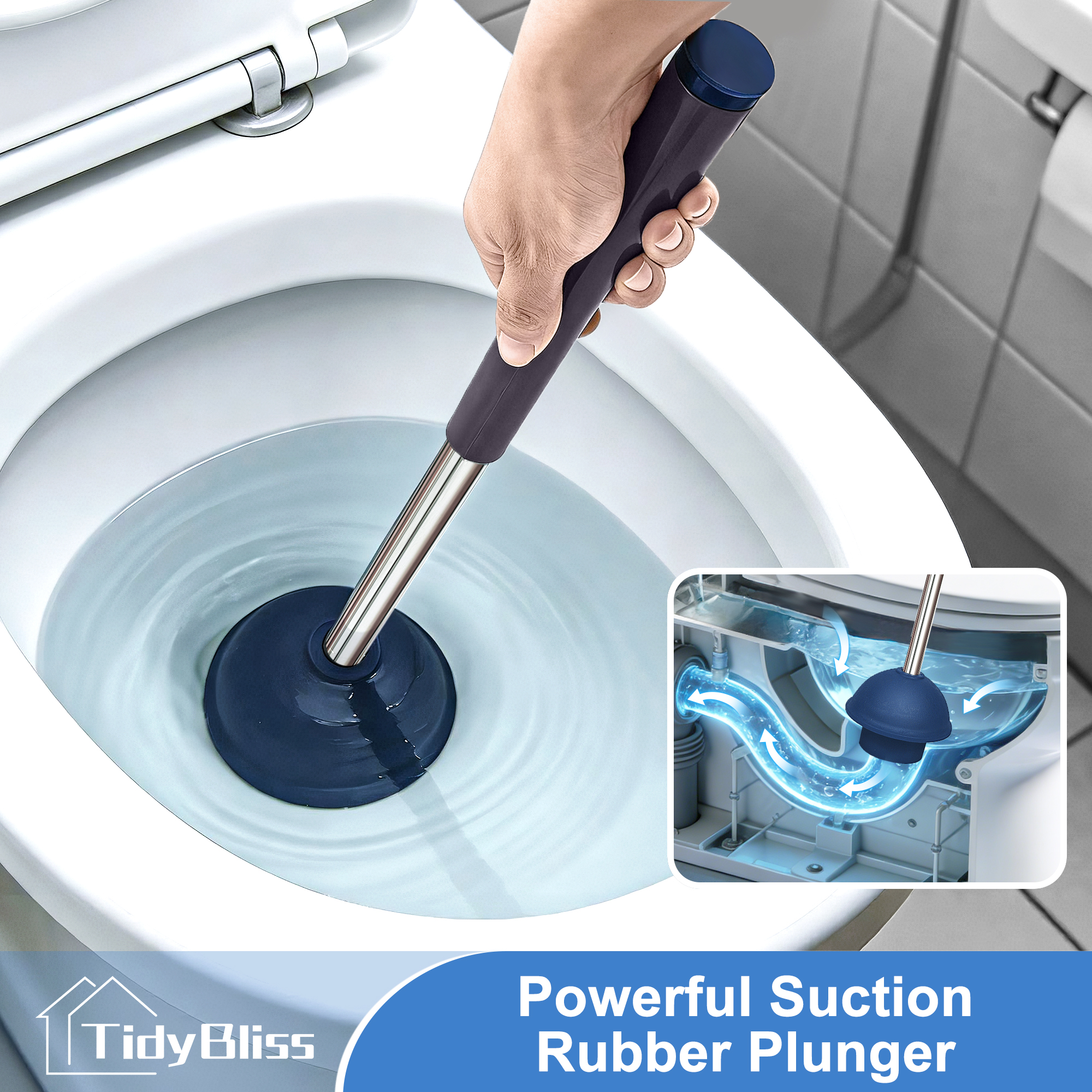 TidyBliss Toilet Brush and Plunger Set with Tweezers photo 2