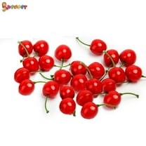 Spencer 30Pcs Artificial Simulation Red Cherries, Lifelike Fake Fruit Cherry Model for Home Kitchen Party Decoration Desk Ornament