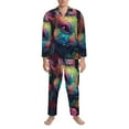thumbnail image 3 of Naloa Colorful Patterned Rabbit Men’s Pajamas Set - Long Sleeve Button Down Sleep Shirt and Pajama Bottoms Sleepwear Set-Small, 3 of 7