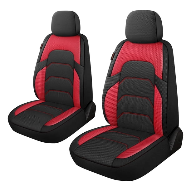 Fundas de asiento de coche CAROMOP 3D Air Mesh para 2 asientos delanteros, negro/rojo