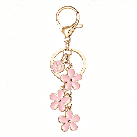 DESIGNICE Initial Keychain Cute Flower Charms Keyring for Handbag Backpack–Personalized A-Z Letter Jewelry Gift for Women Girls Flower Key Chains Women Cute