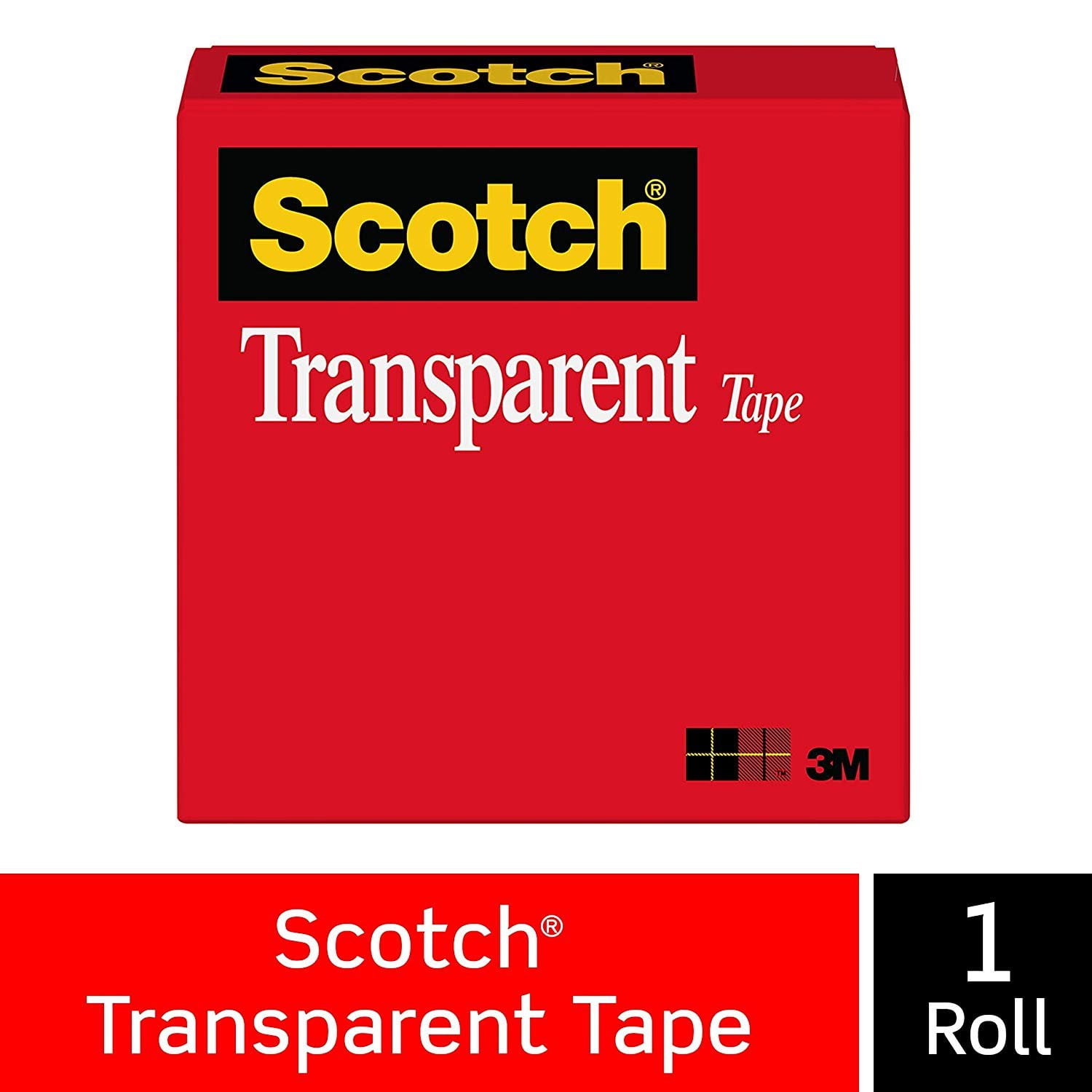 Scotch Transparent Tape, Clear Finish, Cuts Cleanly, Engineered for Office and Home Use, 1/2 x 1296 Inches, Boxed, 1 Roll 600