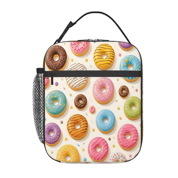 Donut Lunch Bag Reusable Thermal Lunch Tote with Handle for Women and Men