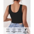 thumbnail image 2 of Top corto AURUZA sin mangas con cuello en U básico negro para mujer, 2 of 6
