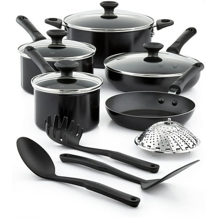Tools of the Trade Nonstick Aluminum, Dishwasher Safe, Easy To Clean, Thirteen Piece Cookware Set, Black (New Open Box)