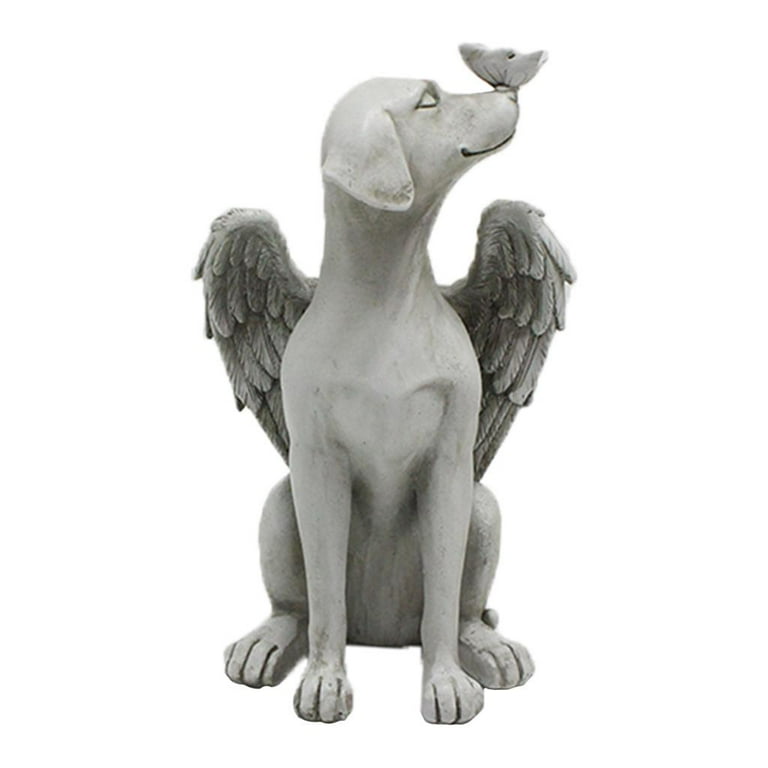 Statue, Super Cute Dog with Angel Wing Resin Garden Ornament