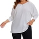 thumbnail image 1 of Blusas de gasa de tamaño grande para mujer Agnes Orinda, con mangas largas de murciélago y volantes, camisetas sueltas 2X blancas, 1 of 7