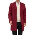 thumbnail image 1 of Abrigo largo de invierno para hombres INSPIRE CHIC, color sólido, con cuello de muesca y un solo botón, color burdeos, 1 of 7