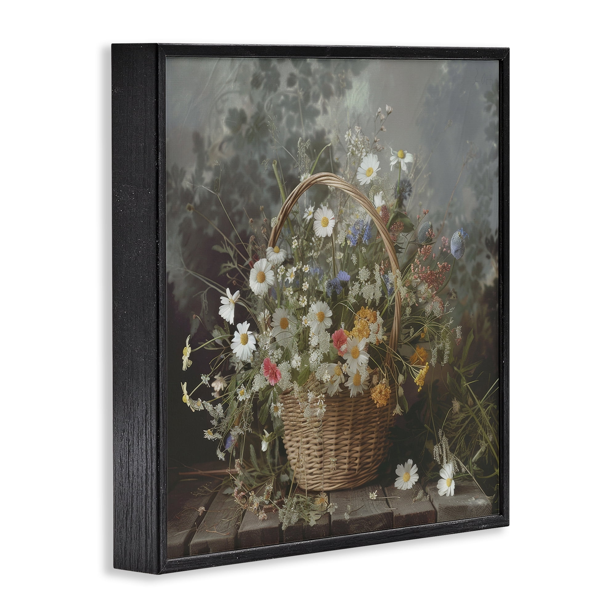 Stupell Industries Florals In A Basket Arrangement Black Framed Giclee Art, design by Lazar Studio