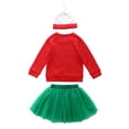 thumbnail image 4 of 3Pcs Baby Girls Christmas Outfits Long Sleeve Crewneck Sweatshirts Mesh Tutu Tulle Skirt Hat Set, 4 of 6