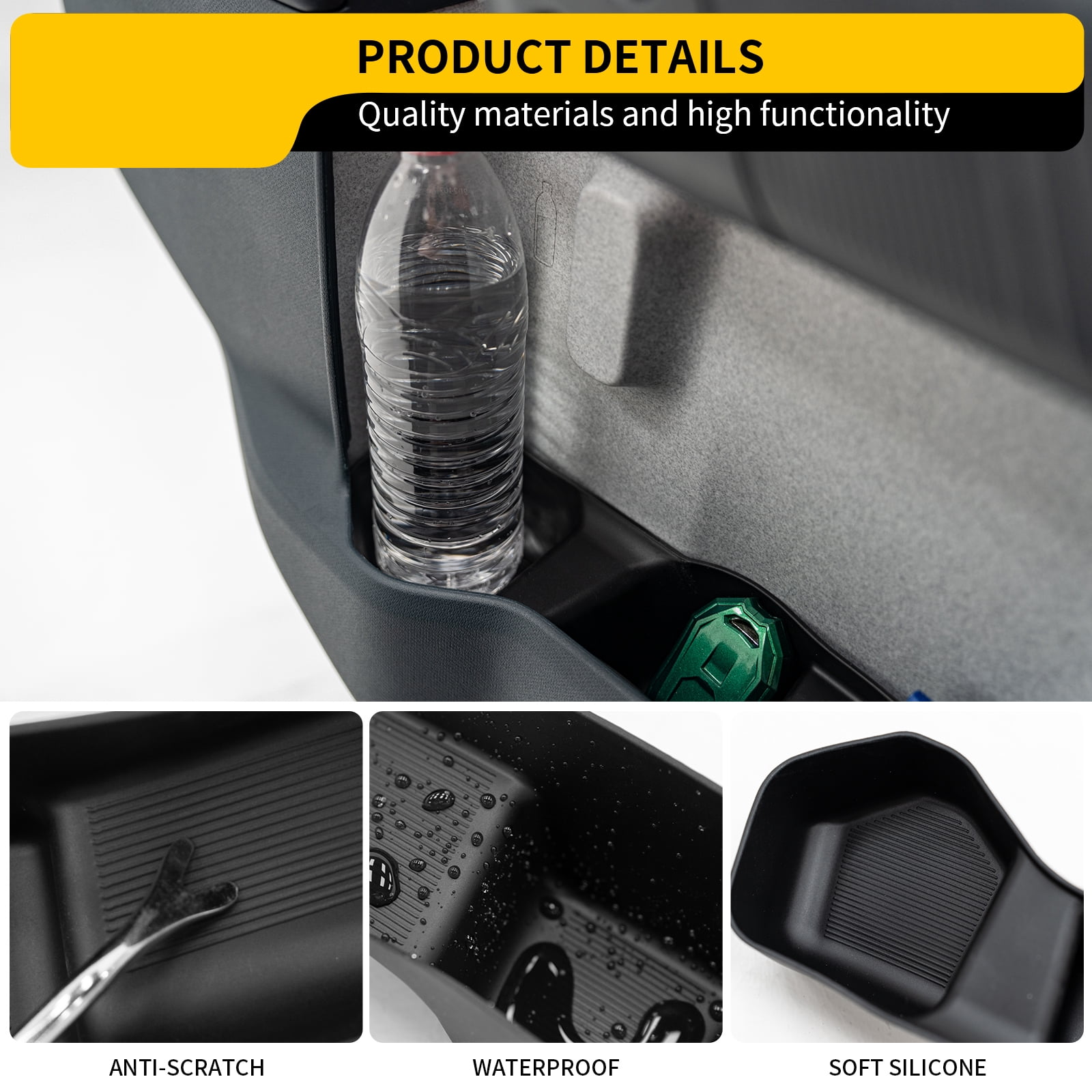 Door Side Storage Tray for 2022-2025 Ford Maverick Side Door Storage Box Car Side Organizer Phone Pocket Silicone Front & Rear 4PCS Maverick Accessories