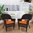 thumbnail image 2 of Jeco Chaise en Osier avec Coussin Orange, Ensemble de 2, Espresso, 2 of 10