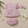 thumbnail image 4 of BLTIBYNewborn Toddler Baby Girls Summer Clothes Outfits Short Sleeve Tops Casual Shorts with Hairband Infant Clothing Baby-Girls Tank Top Shorts Set 2024 Pink 18-24 Months, 4 of 9