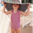 thumbnail image 3 of Kids Baby Girl Ruffled Vertical Striped One Piece Swimwear Monokini Bathing Suit, 3 of 12