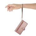 thumbnail image 3 of ELEHOLD for iPhone 16 Plus Flip Case, Wallet Zipper Magnetic Buckle Kickstand Wrist Strap Multifunctional Card Slots Wallet Business Case with Crossbody and Wrist Strap,Pink, 3 of 8