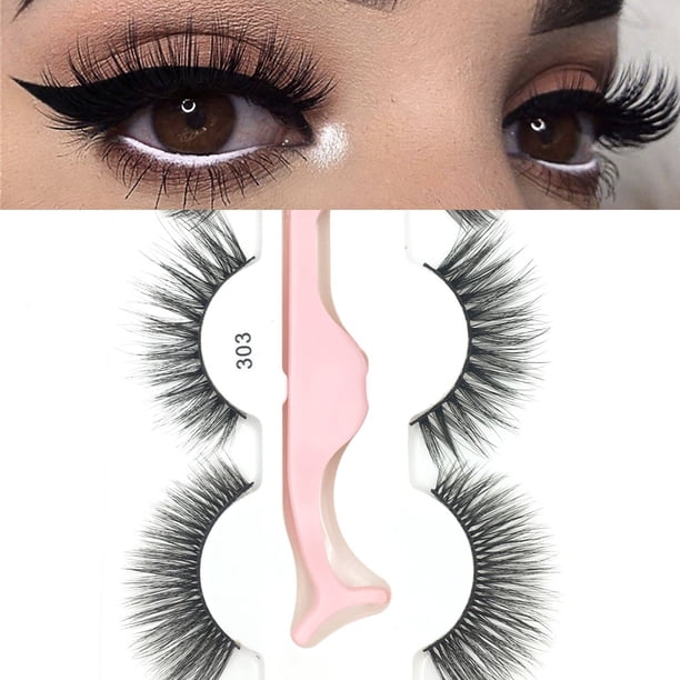 Pestañas naturales, pestañas postizas, pestañas cortas, pestañas postizas de visón tenues, 3 pares, maquillaje natural de moda, pestañas postizas largas y gruesas, cejas postizas