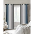 thumbnail image 3 of Dark Blue White Grey Blackout Curtains 63 Inches Length, Gradient Country Minimalist Color Window Treatment Thermal Insulated Drapes for Bedroom Living Room 2 Panels 104x63 Inches, 3 of 8