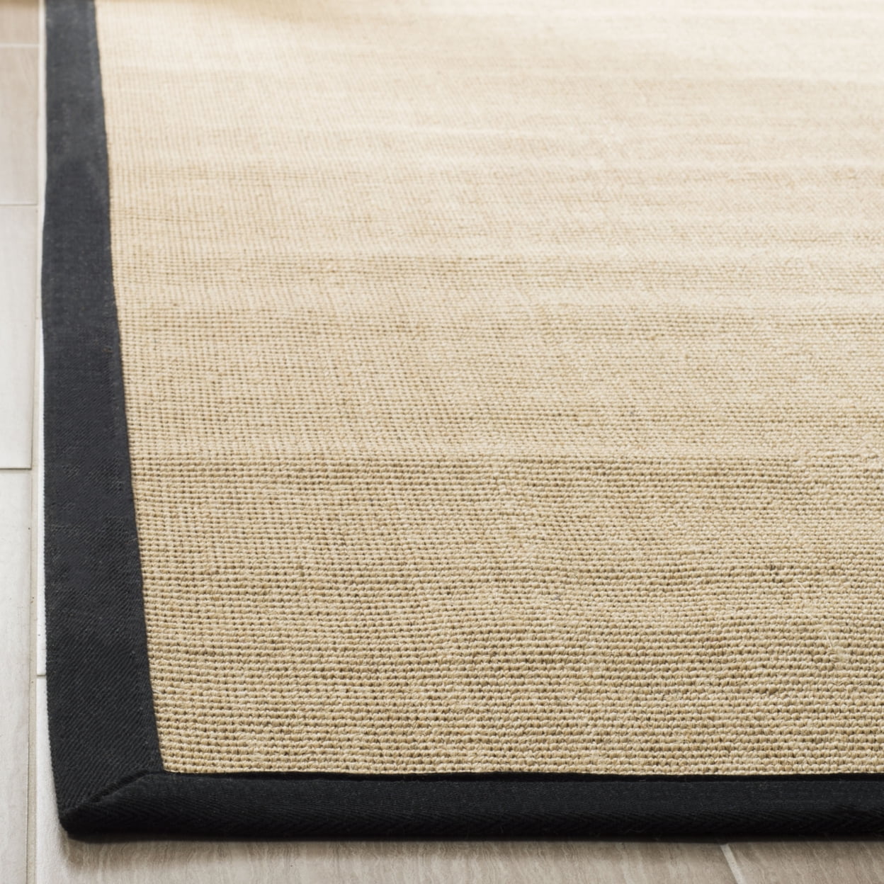 SAFAVIEH Natural Fiber Forrester Border Sisal Area Rug, Maize/Black, 8' x 10'