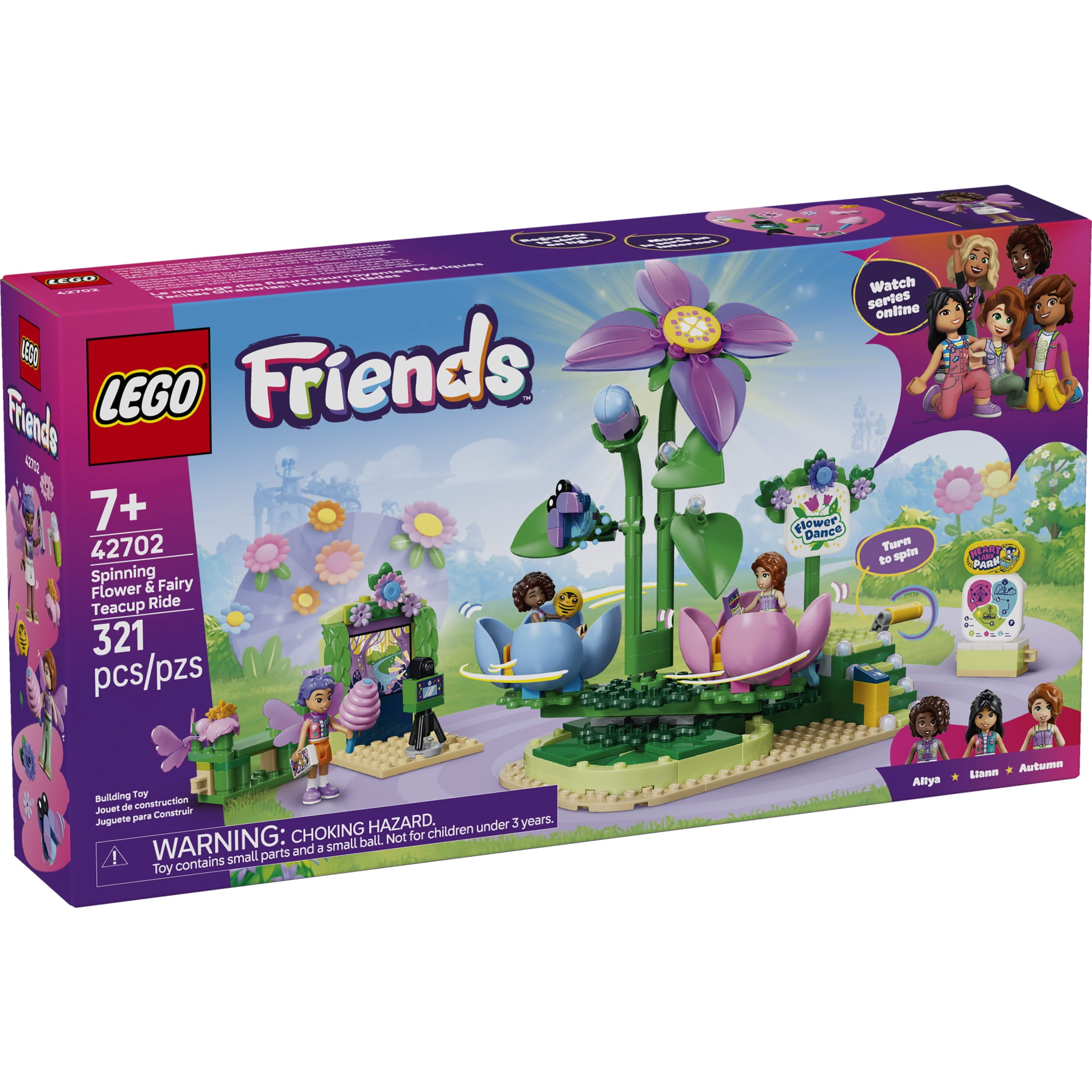 LEGO Friends Spinning Flower & Fairy Teacup Ride - Building Toy for Girls & Boys, Ages 7+ - Toy Figures & Playset for Kids - Includes 3 Minidolls - Gift for Birthdays - 42702
