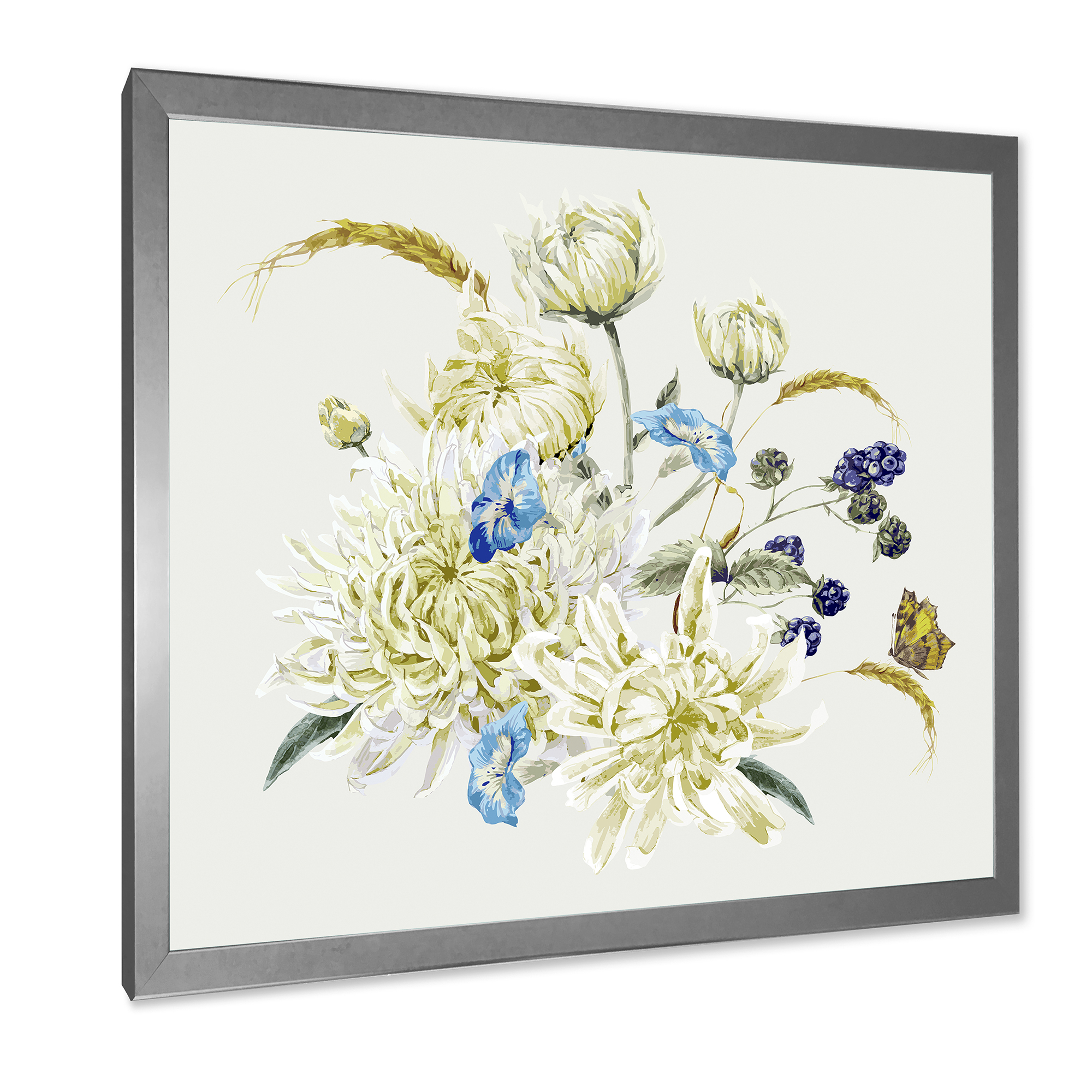 Designart 'Ancient Chrysanthemums With Bouquet II' Traditional Framed Art Print