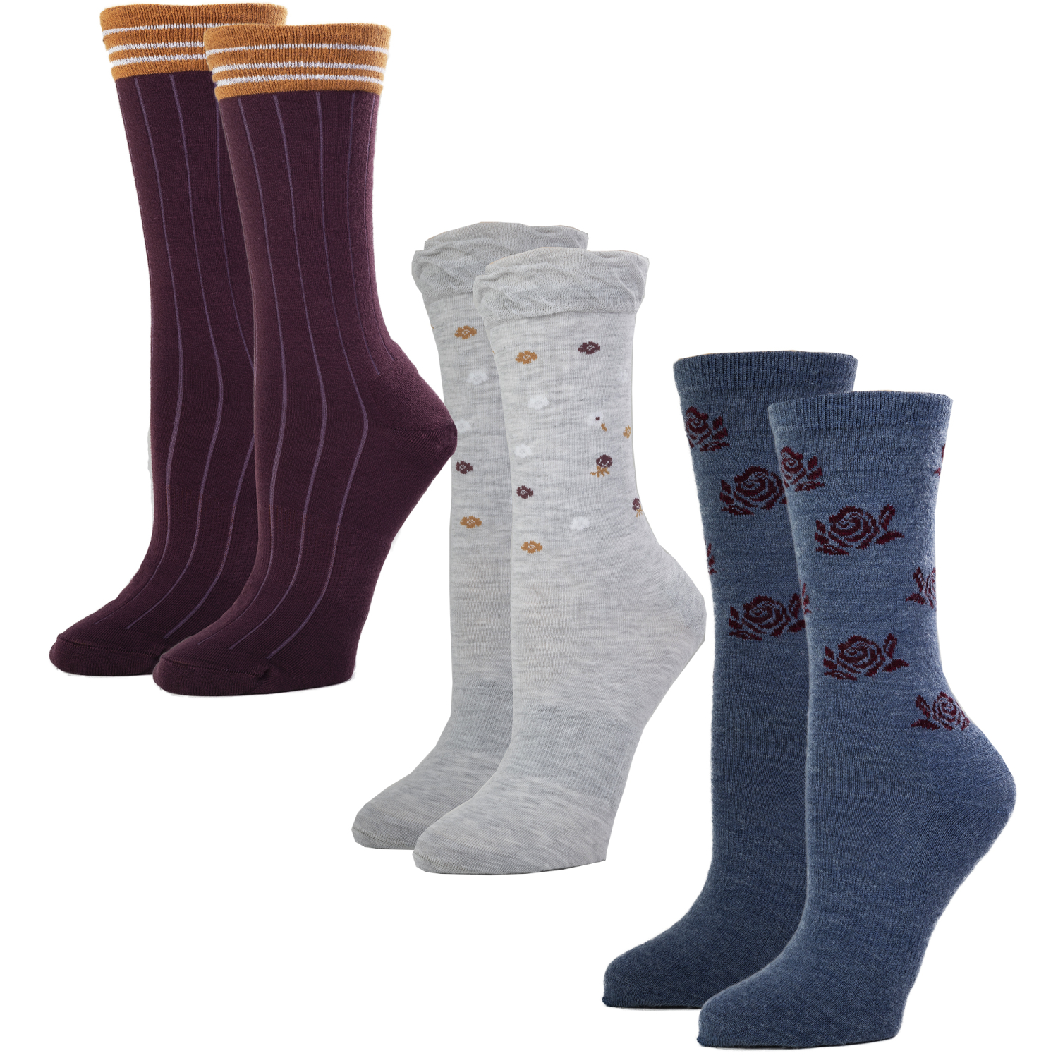 Wide Mouth Lobster Gray Heather K Bell Women's Crew Socks Wide Mouth Lobster Gray Heather K Bell Women's Crew Socks