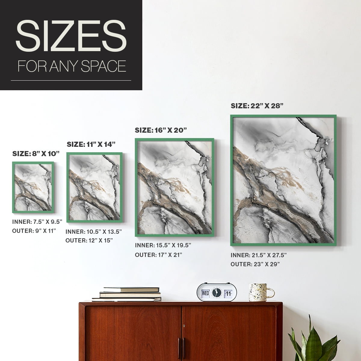 Abstract Ink Fantasy II in Paper Solid Wood 8 x 10 Framed Print