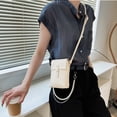 thumbnail image 4 of Bolso inclinado de cuero suave retro de hombro casual para mujer bolso vertical para teléfono móvil de PU, 4 of 5