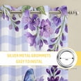 thumbnail image 6 of Purple Flowers Kitchen Curtains Window Panels, Butterfly Spring Floral Checkered Farmhouse Insulated Window Treatment Curtain, Grommet Curtains for Bedroom/Living Room/Bathroom, 2 Piece 42"Wx63"L, 6 of 8