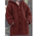 thumbnail image 1 of Cárdigan de punto para mujer, cárdigan de manga larga de gran tamaño, Top para mujer, fiesta Formal diaria, rojo vino, 1 of 5