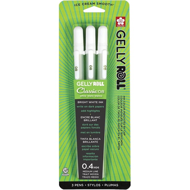 Bolígrafo SAKURA Gelly Roll Classic 08 (tamaño mediano) Paquete de 3 blancos