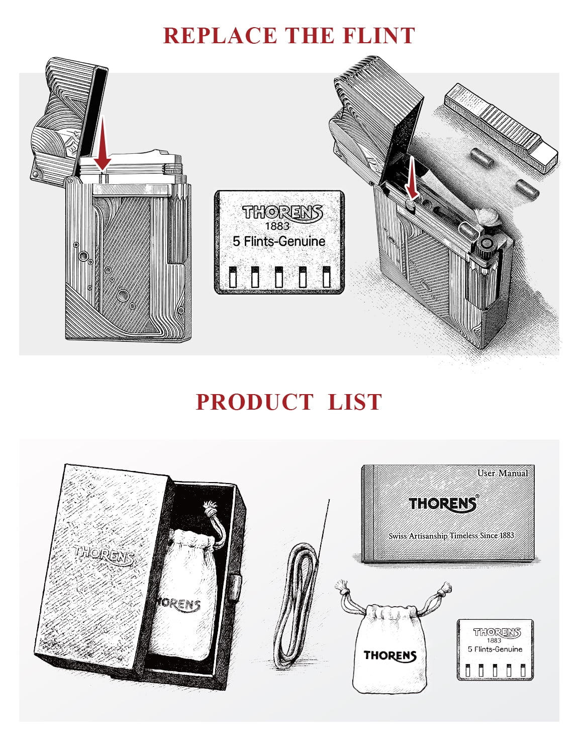 Refillable Swiss Luxury Classic Retro Thin Brass Kerosene Lighter, Crisp Sound, Side-Slide Soft-Flame, Unique,Electroplated Chrome Color,Relief, Collectible, Gift for Father, Thorens Mermaid