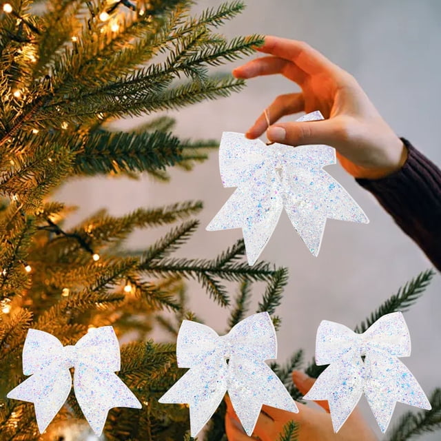 Fiudx Lazo Navideño, Diseño Festivo de Algodón Perlado, Elegante Decoración para Árbol y Regalo, Accesorio Versátil para Fiestas, Alegría Navideña, Varios Tamaños, Material de Espuma.