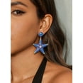 thumbnail image 4 of Handmade Beaded Blue Starfish Drop Earrings for Women Bohemian Seed Bead Ocean Animal Earrings Summer Holiday Jewelry, 4 of 6