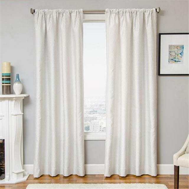 Softline Kingdom Wave Stripe Rod Pocket Panel- White&44; Pack de 2