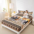 thumbnail image 4 of jejeloiu Vintage Aztec Geometric Twin Sheet SetsFarm Aniaml Horse Twin Fitted Sheet,Brown White Flat Sheet,Breathable Room Decor,3 Pieces, 4 of 7
